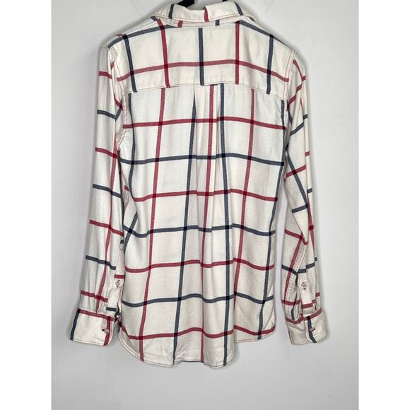 Faherty The Classic Stretch Windowpane Flannel Button-Up Shirt Cream Red Blue XS - Picture 10 of 10